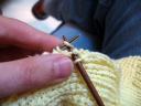 Through to sleeve and slip off stitch