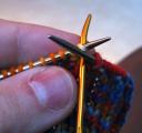 sewing needle in through second knit stitch